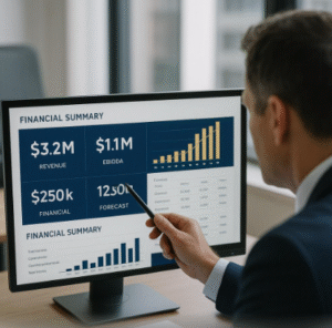 Investor Reviewing Financial Summary Dashboard 